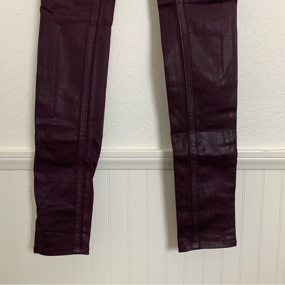 Rag & Bone Jeans Leggings Coated Womens 23 Wine Skinny Burgundy Waxed Denim - Picture 10 of 13